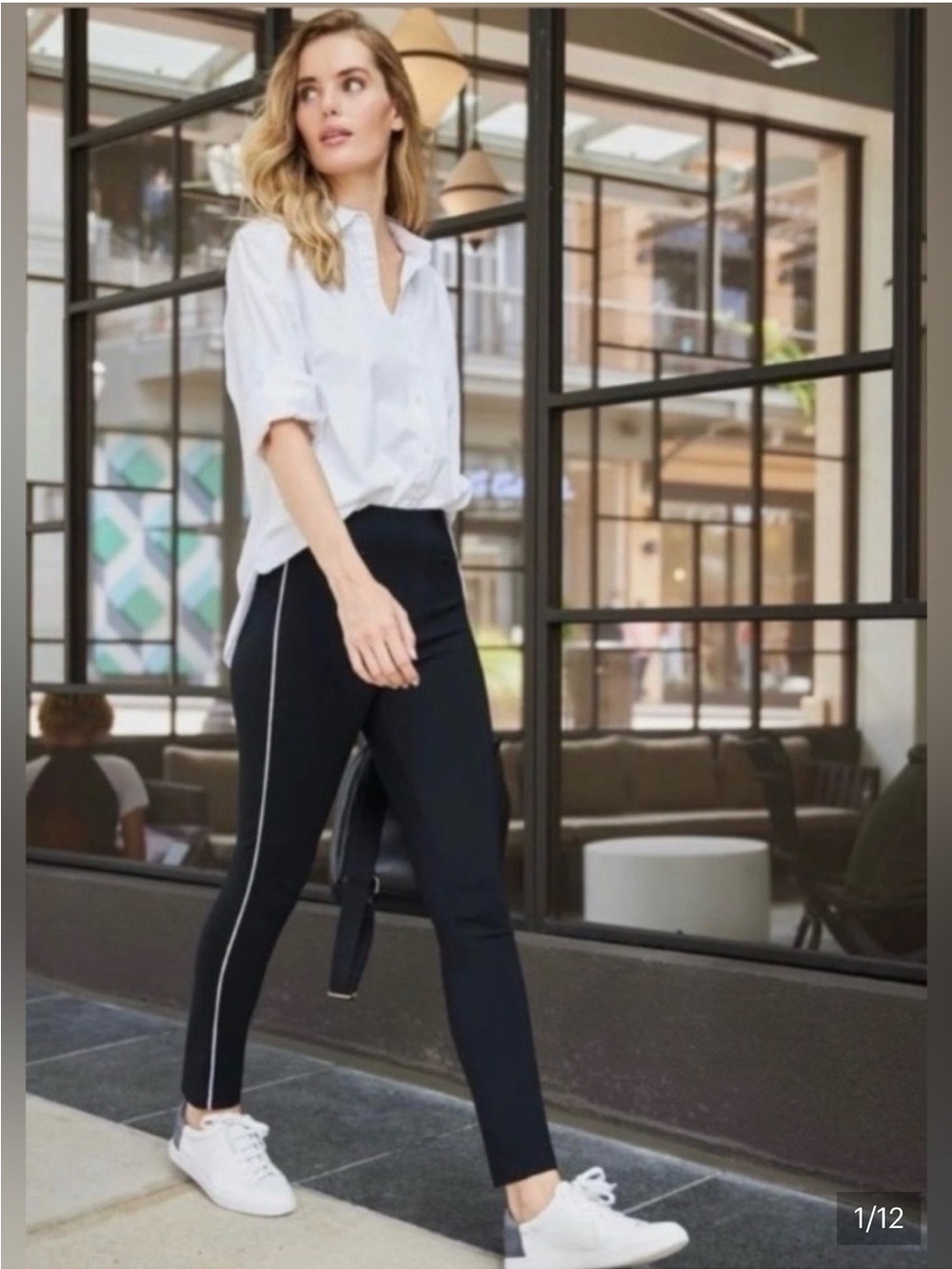NWT SPANX The Perfect Pant Ankle Piped Skinny Black White Medium M 20286R $128
